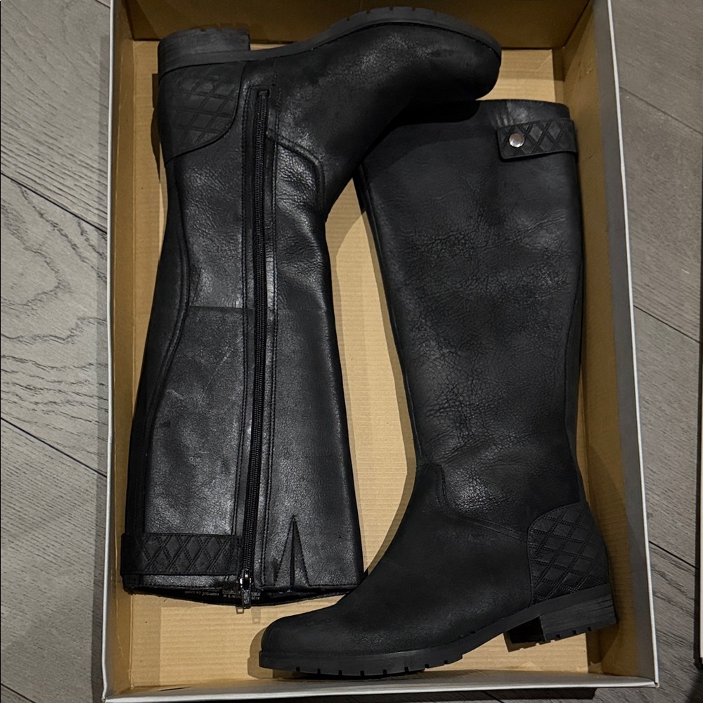 Rockport Quilted Black Over the Knee Boots